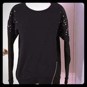 Black silver studded sweater shirt with zip side
